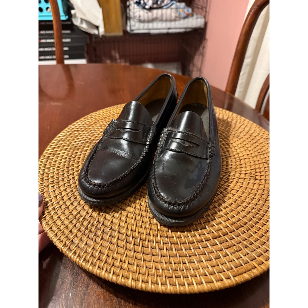 Sebago Classic Dan Black Leather Penny Loafers Womens 8.5 W Wide 25042522